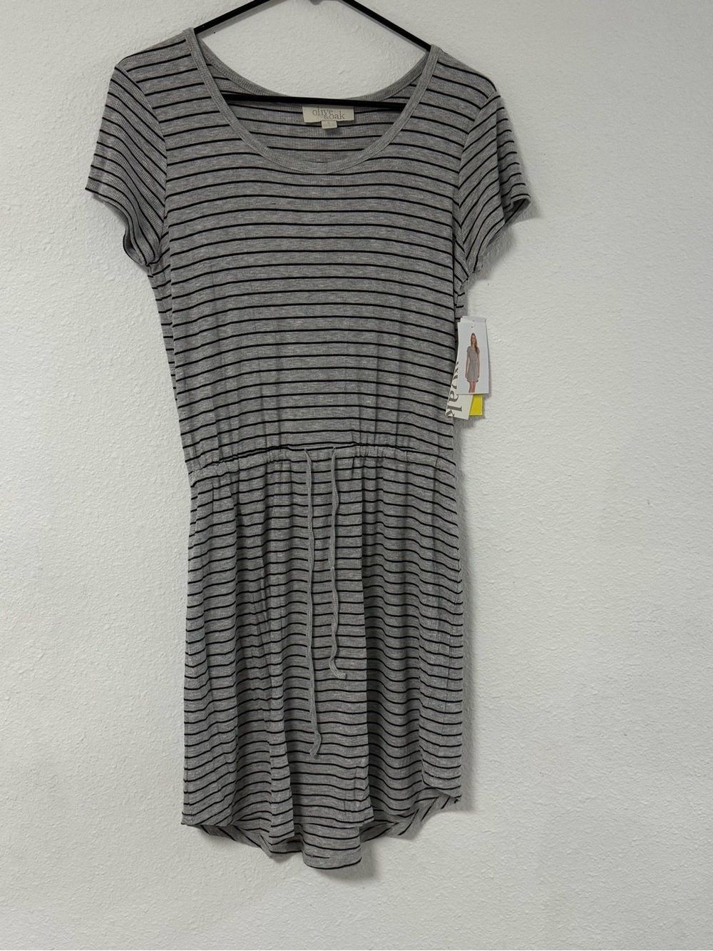 Olive and Oak Gray Striped T-Shirt Dress